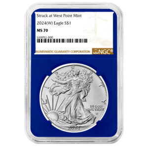 2024 (W) $1 American Silver Eagle NGC MS70 Brown Label Blue Core
