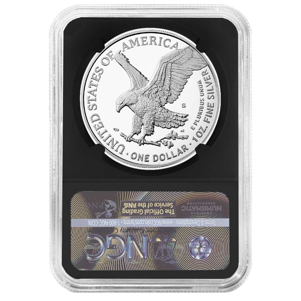 2025-S Proof $1 American Silver Eagle NGC PF69UC ER Trolley Label Retro Core