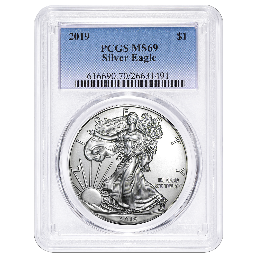 2025 $1 1-oz American Silver Eagle NGC MS69 FR Blue Label