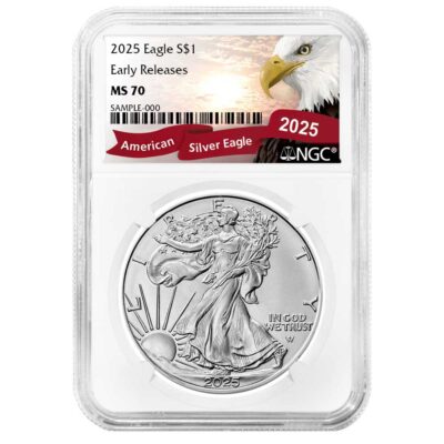 thumbnail image 2 of 2025 (P) $1 1-oz American Silver Eagle – First Eagle Privy – NGC MS69, ER Liberty, Uncirculated 2 of 4