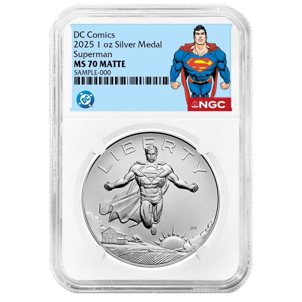 2025 1-oz Superman DC Comics Silver Medal NGC MS70 Superman Label