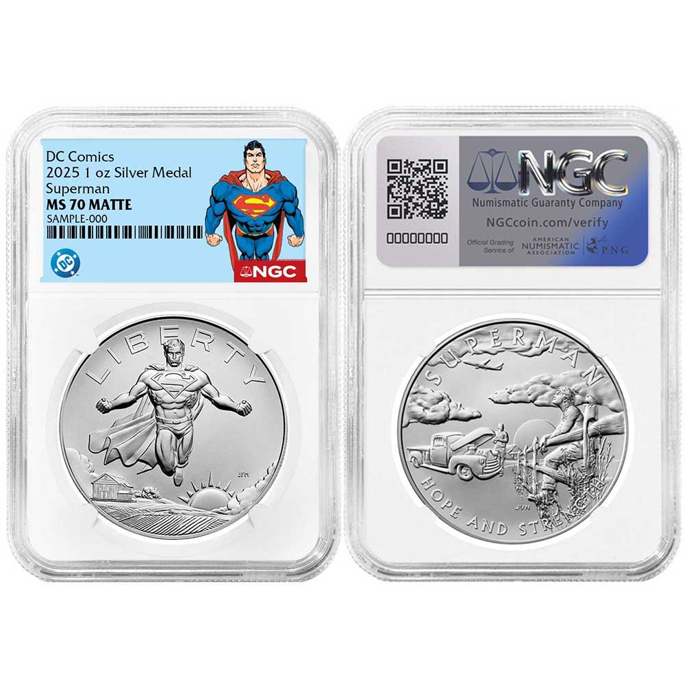 2025 1-oz Superman DC Comics Silver Medal NGC MS70 Superman Label