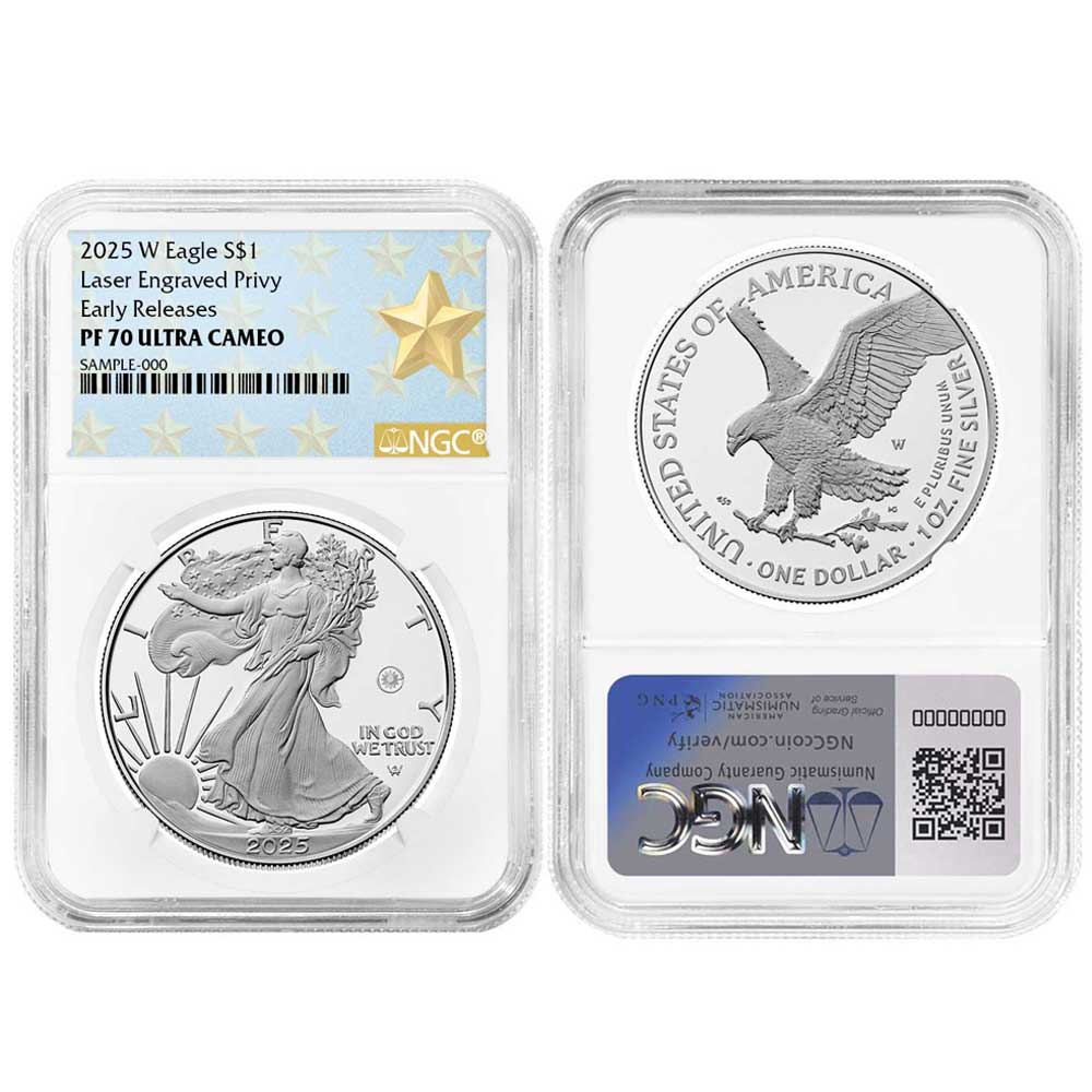 2025-S $1 Silver Eagle Proof NGC PF70UC ER Blue Label – 1 Oz Pure Silver